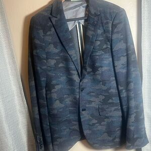 Scotch & Soda Blue Camouflage Pea Coat